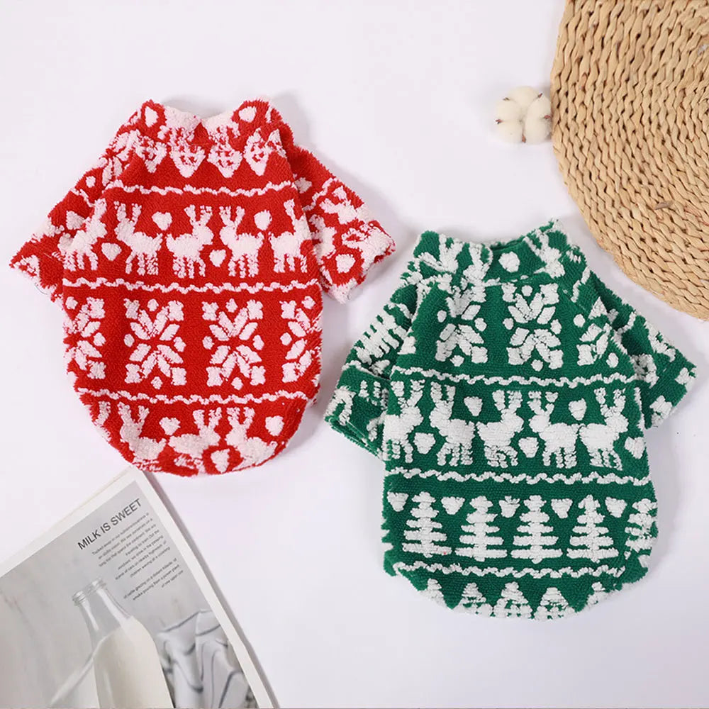 Costume natalizio per cani in pile morbido, perfetto per animali domestici come cuccioli, carlini e chihuahua. Maglietta a pettorina festiva ideale per la stagione natalizia o per il Capodanno, disponibile nelle taglie da S a