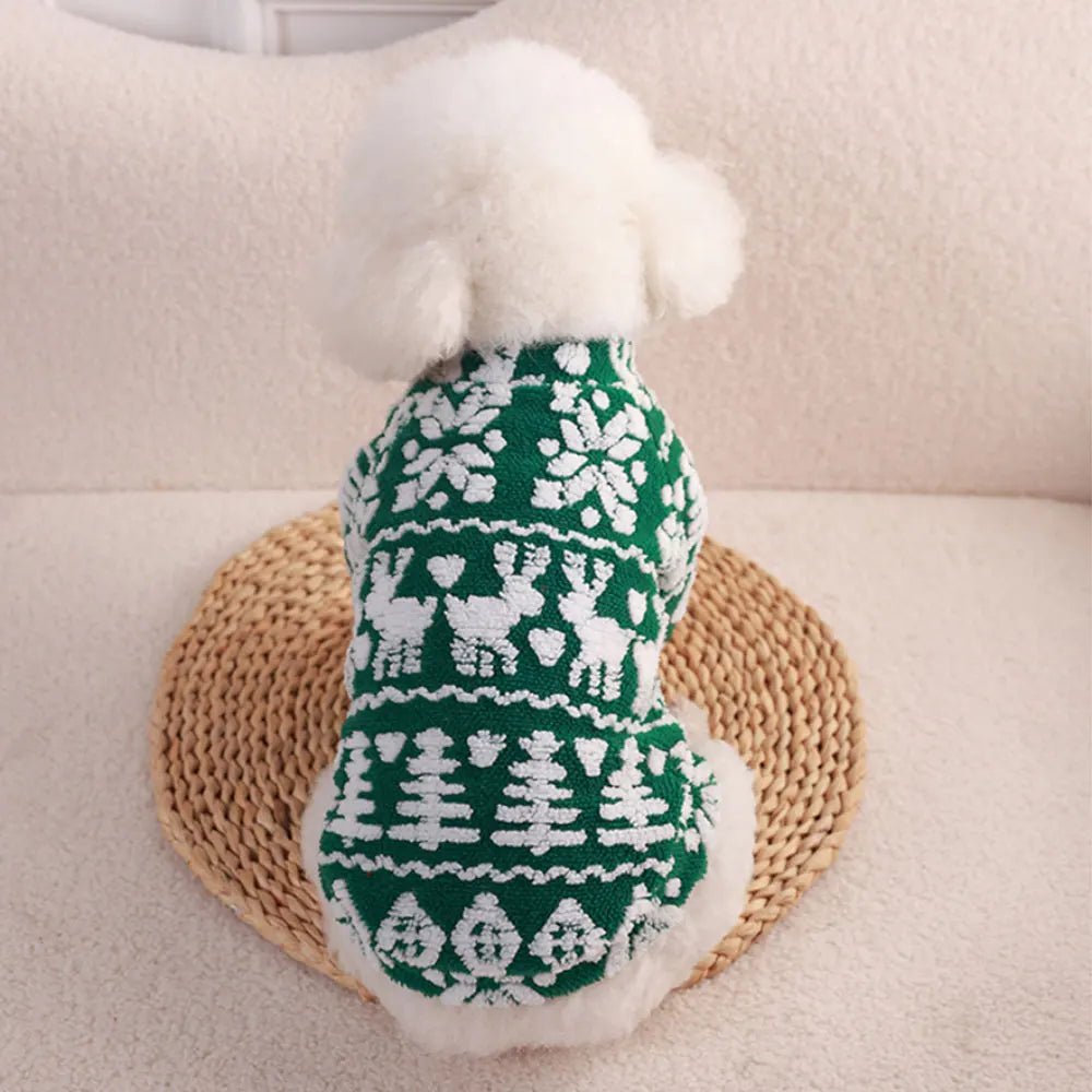 Costume natalizio per cani in pile morbido, perfetto per animali domestici come cuccioli, carlini e chihuahua. Maglietta a pettorina festiva ideale per la stagione natalizia o per il Capodanno, disponibile nelle taglie da S a